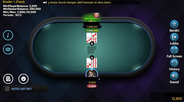 Dealer Menang dengan Nilai tertinggi