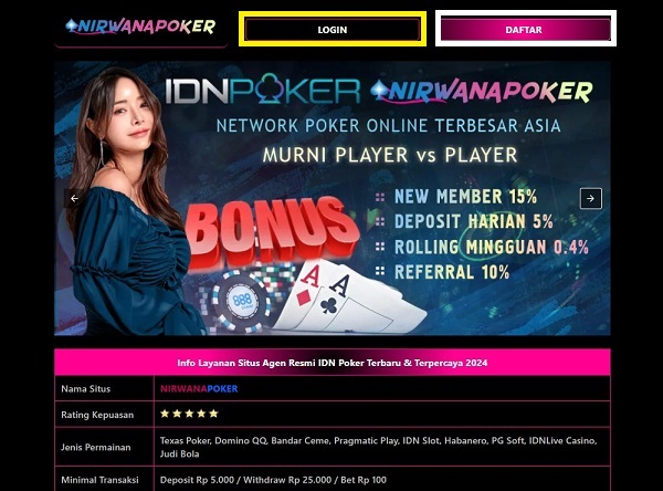 Halaman Depan Platform Nirwanapoker