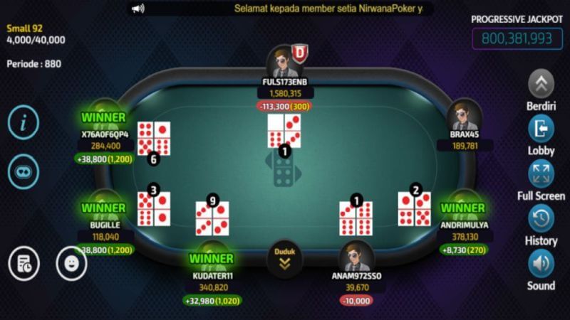 Tampilan Permainan Kartu Ceme Keliling di Nirwanapoker