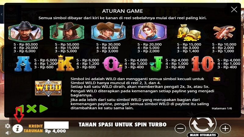 tekan menu i untuk mengetahui informasi simbol dan bayaran